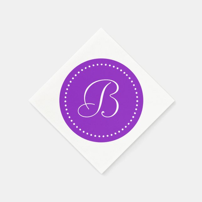 Serviette En Papier Monogramme à point violet/blanc (Coin)