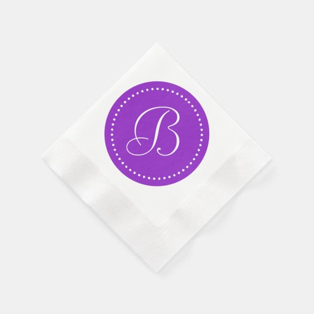Serviette En Papier Monogramme à point violet/blanc (Coin)