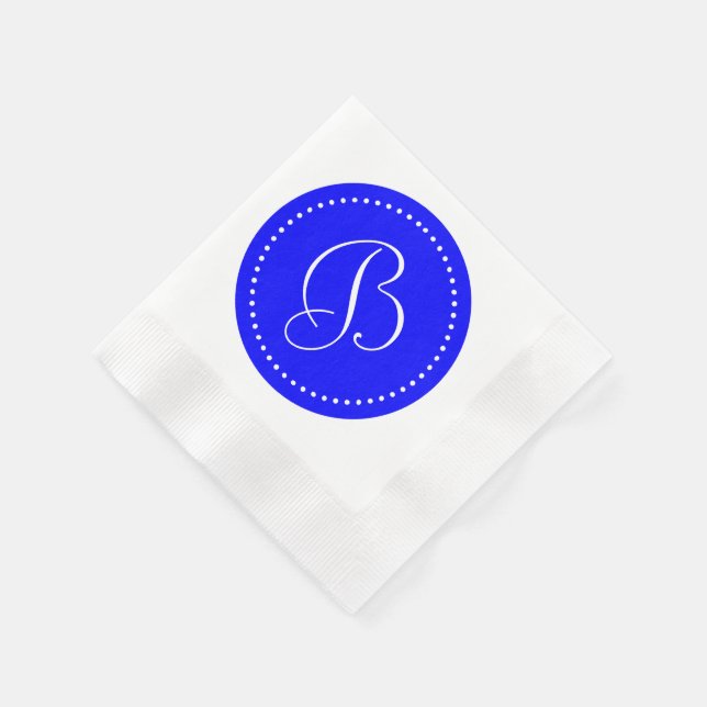 Serviette En Papier Monogramme à points bleu/blanc (Coin)