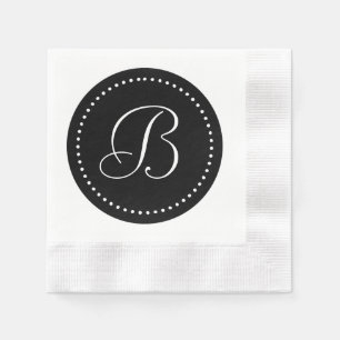 Serviette En Papier Monogramme à points noir/blanc