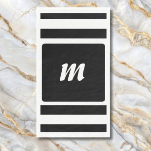 Serviette En Papier Monogramme à rayures noires et blanches