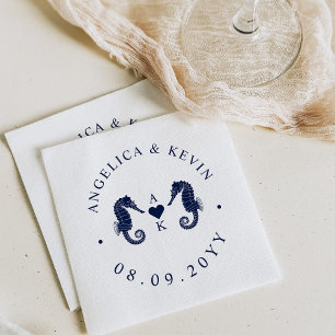 Serviette En Papier Monogramme à thème Love's Tide Seahorse