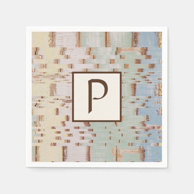 Serviette En Papier Monogramme Abstrait bleu Brown (Devant)