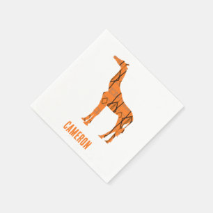 Serviette En Papier monogramme Abstrait de silhouette de girafe
