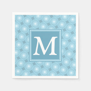 Serviette En Papier Monogramme ange bleu cercles motif