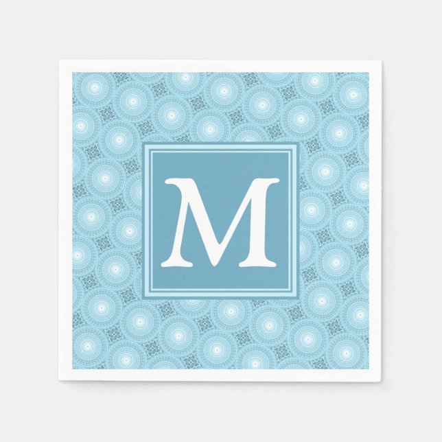 Serviette En Papier Monogramme ange bleu cercles motif (Devant)