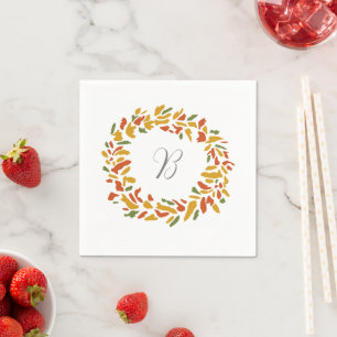 Serviette En Papier Monogramme Automne Wreath Personnalisé Tableau Aut