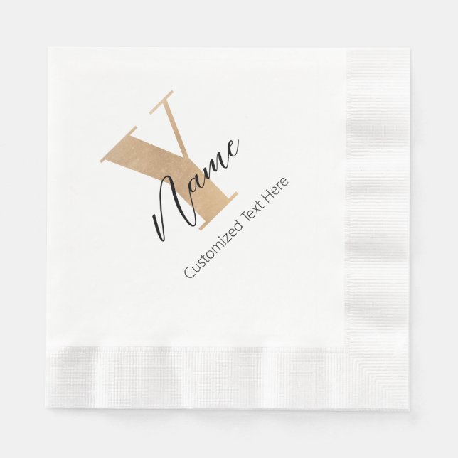 Serviette En Papier Monogramme avec initiale Y et nom personnalisé (Devant)