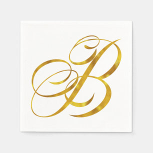 Serviette En Papier Monogramme B Faux Gold Foil Monogrammes initiaux