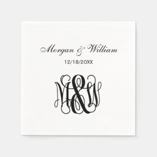 Serviette En Papier Monogramme B&G en écriture noire DIY BG