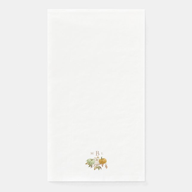 Serviette En Papier Monogramme blanc Citrouille d'action de grâces (Devant)