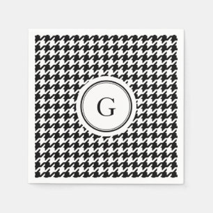 Serviette En Papier Monogramme blanc noir chic de motif de