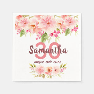 Serviette En Papier Monogramme blanc rose pâle pour l'anniversaire