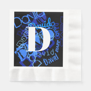 Serviette En Papier Monogramme bleu créatif