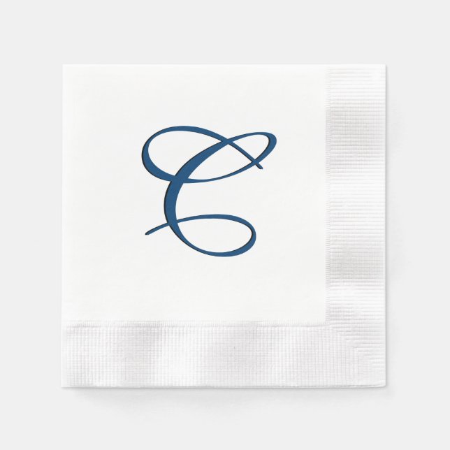 Serviette En Papier Monogramme bleu initial (Devant)