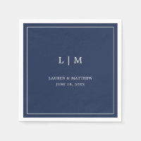 Monogramme Bleu Marine Simple Élégant pour Mariage