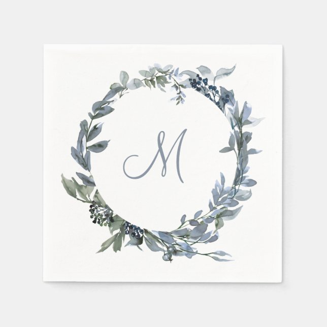 Serviette En Papier Monogramme botanique (Devant)