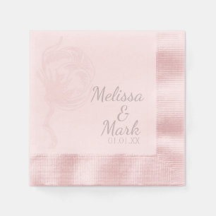 Serviette En Papier Monogramme botanique de plante de coton rose