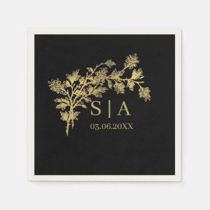 Serviette En Papier Monogramme botanique moderne de luxe en feuille d'