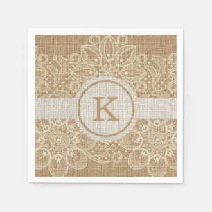 Serviette En Papier Monogramme Burlap & Lace