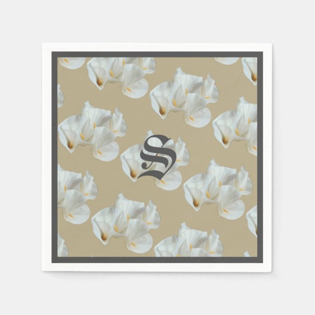 Serviette En Papier Monogramme Calla Lillies (Devant)