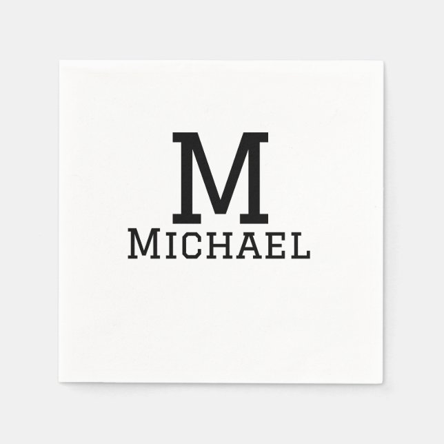Serviette En Papier Monogramme capital masculin ajouter nom simple cla (Devant)