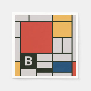 Serviette En Papier Monogramme Carré De Stijl Inspiré