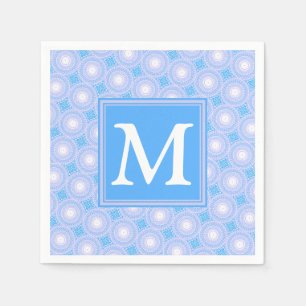 Serviette En Papier Monogramme Cercles bleu électrique motif