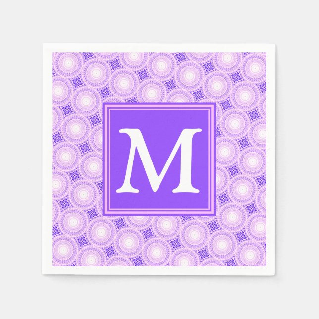 Serviette En Papier Monogramme cercles violets motif (Devant)