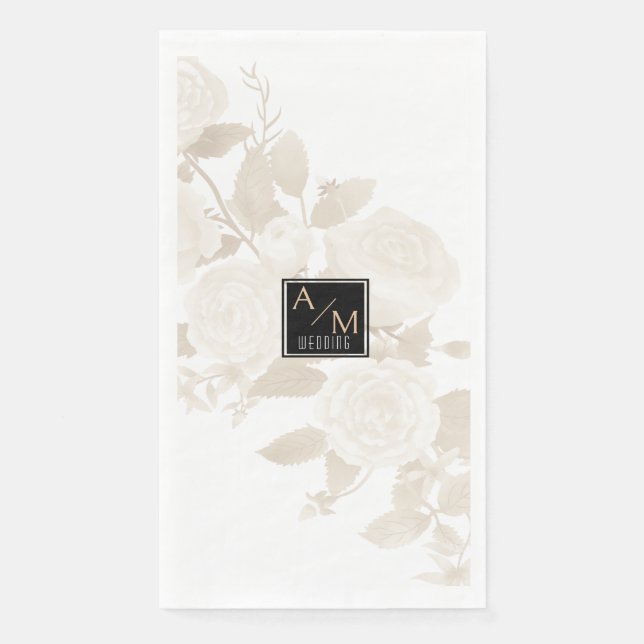 Serviette En Papier Monogramme chic mariage (Devant)