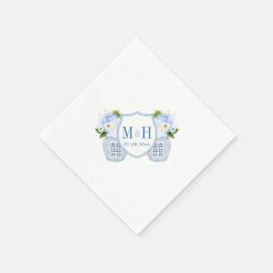 Serviette En Papier Monogramme Chinoiserie Chic Bleu Et Blanc Mariage