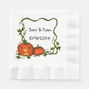 Serviette en papier monogramme citrouille d'Hallow
