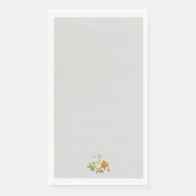 Serviette En Papier Monogramme Citrouille Gris Thanksgiving (Devant)