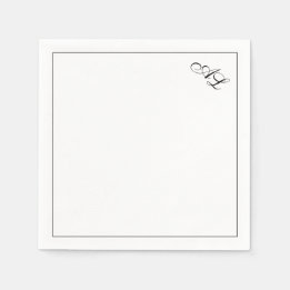 Serviette En Papier Monogramme classique Noir et blanc Mariage traditi
