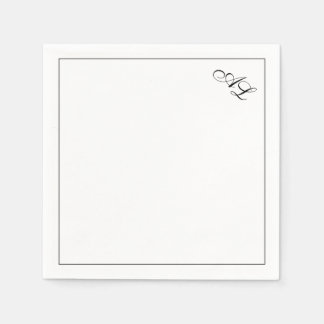 Serviette En Papier Monogramme classique Noir et blanc Mariage traditi
