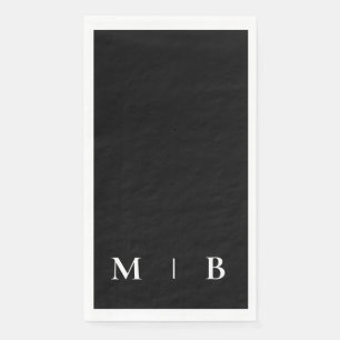Serviette En Papier Monogramme contemporain noir et blanc