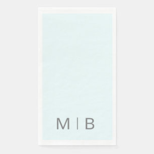 Serviette En Papier Monogramme Contemporain Texte Gris Bleu Glaçon