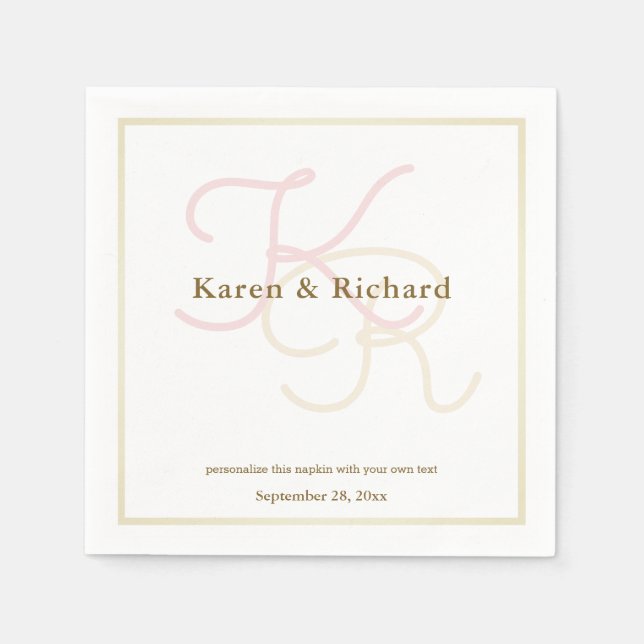 Serviette En Papier monogramme couleur pâle (Devant)