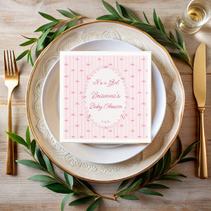 Serviette En Papier Monogramme de baby shower bébé rose prépa dessinée