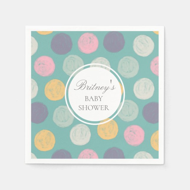 Serviette En Papier monogramme de baby shower pastel coloré (Devant)