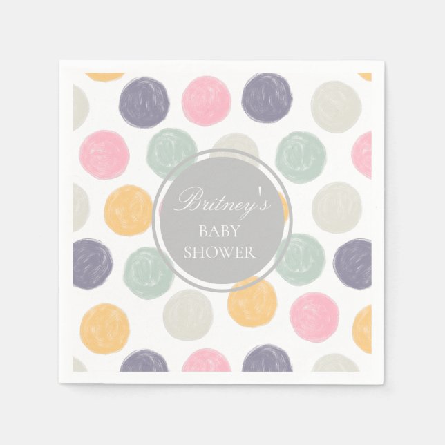 Serviette En Papier monogramme de baby shower pastel coloré (Devant)