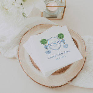 Serviette En Papier Monogramme de Baby shower Preppy avec Topiary de B