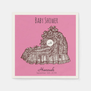 Serviette En Papier Monogramme de bébé vintage Baby shower P Napkin 2