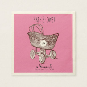 Serviette En Papier Monogramme de bébé vintage Baby shower P Napkin 3