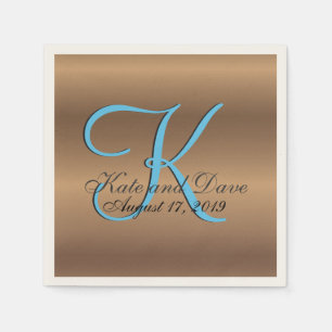 Serviette En Papier Monogramme de bronze 🔑 Pecan élégant