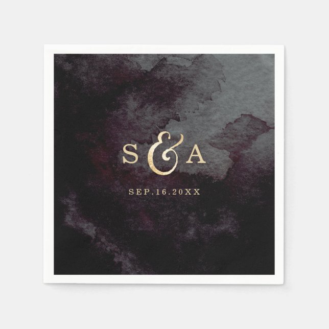 Serviette En Papier Monogramme de calligraphie de parties scintillant  (Devant)