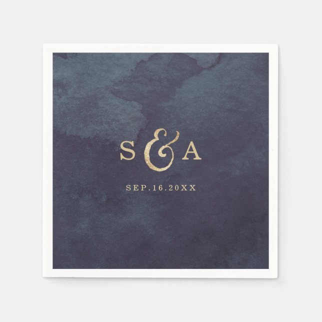 Serviette En Papier Monogramme de calligraphie de parties scintillant  (Devant)