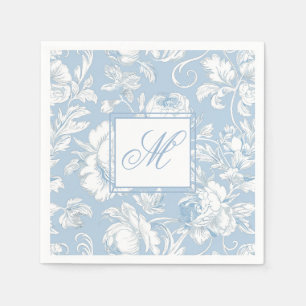 Serviette En Papier Monogramme de chinoiserie bleu et blanc 