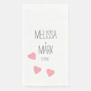 Serviette En Papier Monogramme de coeurs flottants roses