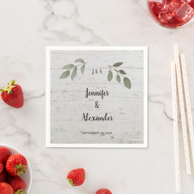 Serviette En Papier Monogramme de feuilles botaniques rustiques pour m (En situation)